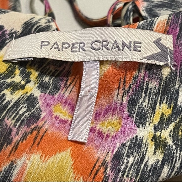 PAPER CRANE printed Double layer Strappy Cami top size medium boho orange pink - Picture 5 of 8